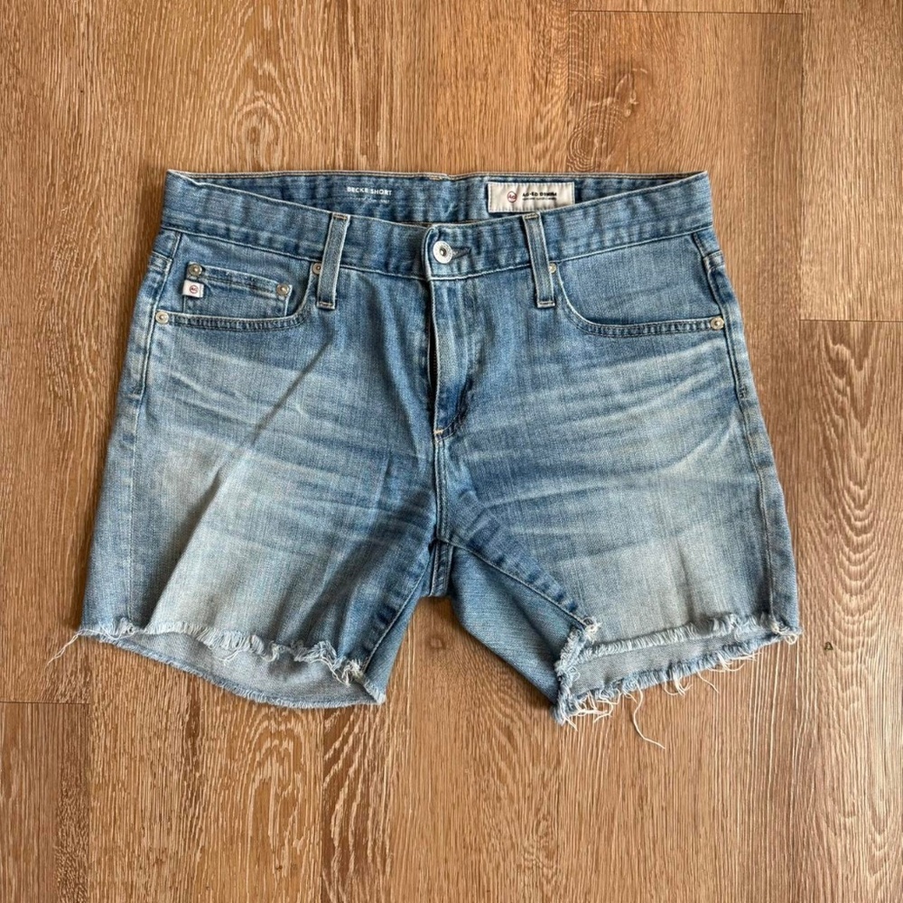 Agolde mid rise denim shorts